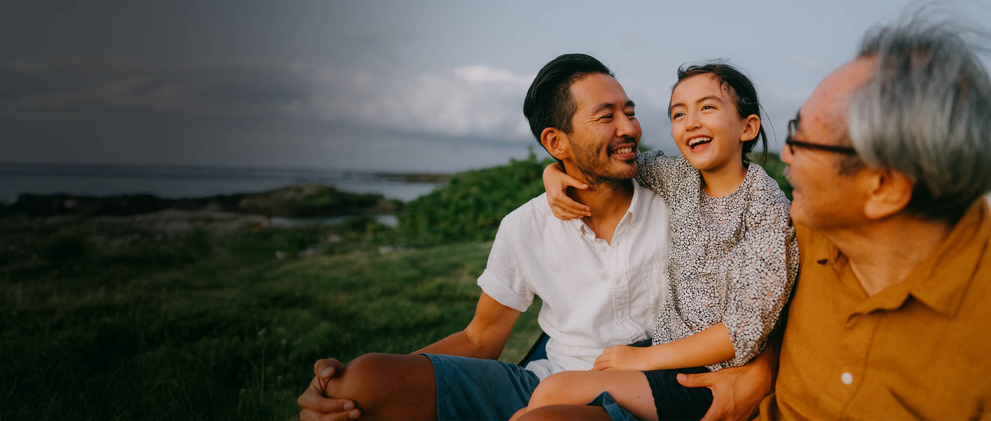 Men with child outdoors